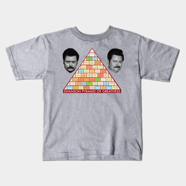 Swanson Pyramid Of Greatness Kids T-Shirt by DoctorTees